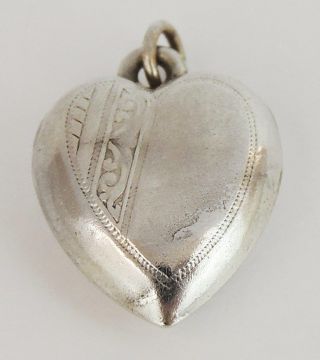 Vintage Solid Silver Love Heart Charm