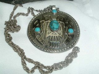 Vintage Southwest Mens Thunderbird Pendant Necklace In Gift Box