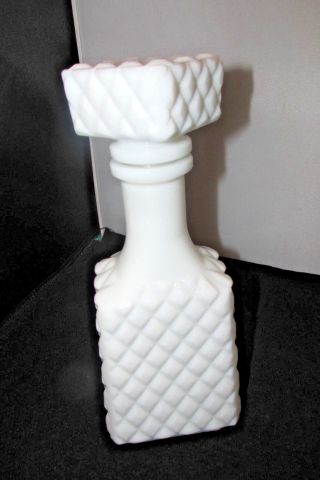 Vintage White Milk Glass Decanter (diamond Pattern)