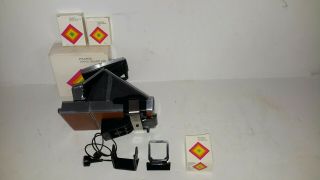 Vintage Brown Leather Sx - 70 Polaroid Land Camera W.  Remote Shutter Tripod Mount