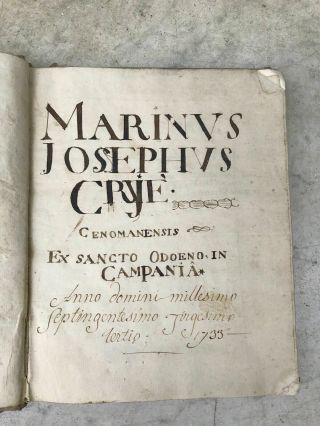 1733 Medieval Latin Handwritten Canon Law Manuscript Book 343p Leather Cover