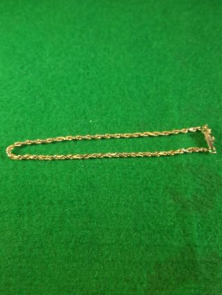 Vintage 14k Yellow Gold Rope Chain Bracelet Not Scrap 3.  14 Gram