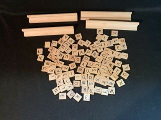 100 Vintage Scrabble Tiles From Complete Set Wooden Wood