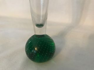 VINTAGE PAPERWEIGHT BASE BUD VASE EMERALD GREEN CONTROLLED BUBBLE 2