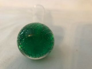 VINTAGE PAPERWEIGHT BASE BUD VASE EMERALD GREEN CONTROLLED BUBBLE 4