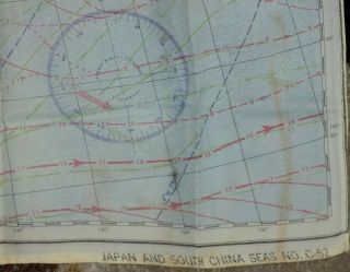 Vintage WWII USAF Issued Pilot Secret Cloth Escape Map Japan,  S.  China Sea 1945 4