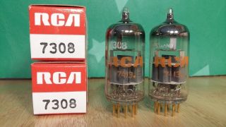 Pair Amperex (rca Lbl) 7308 E188cc Nos Nib Vr6 Holland Gold Pin Vacuum Tubes