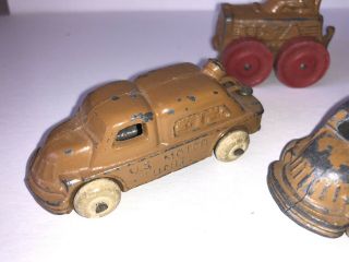 VINTAGE BARCLAY TOY METAL MILITARY U.  S.  MOTOR UNIT X2 And Wooden Wheel Tractor 2