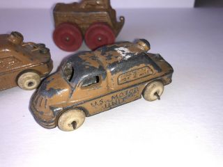 VINTAGE BARCLAY TOY METAL MILITARY U.  S.  MOTOR UNIT X2 And Wooden Wheel Tractor 3