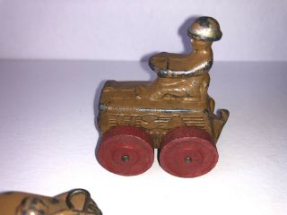VINTAGE BARCLAY TOY METAL MILITARY U.  S.  MOTOR UNIT X2 And Wooden Wheel Tractor 4