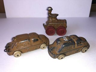 VINTAGE BARCLAY TOY METAL MILITARY U.  S.  MOTOR UNIT X2 And Wooden Wheel Tractor 5