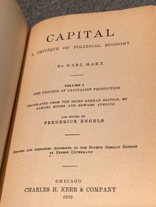Karl Marx Capital A Critique of Political Economy Book Set 1919 Engels Communist 2
