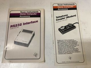 TI - 99/4 RS232 Sidecar,  Terminal Emulator Cart,  and TI - 99 Telephone Modem 9