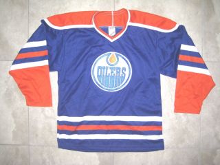 Vintage Nhl Edmonton Oilers Ccm Maska Blue Ice Hockey Jersey Shirt Medium