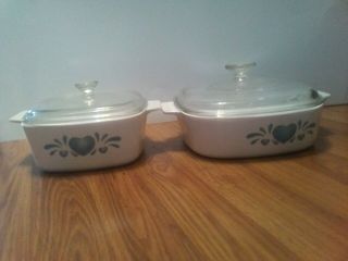 Corning Ware Blue And White Heart Design Pyrex Lids Vintage Cookware Cassstole