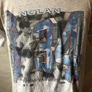 Vintage 90 ' s 1991 Texas Rangers Nolan Ryan T - Shirt Large Gray Salem Sportswear 2