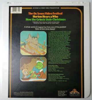 Dr Seuss How the Grinch Stole Christmas Horton Hears a Who CED VideoDisc Vintage 2