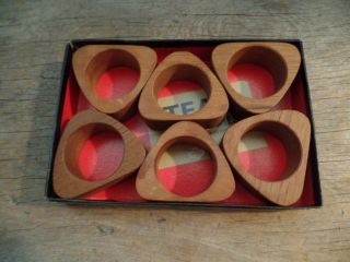 Set Of 6 Vintage Napkin Rings Mid Century Otagiri Teak Triangle