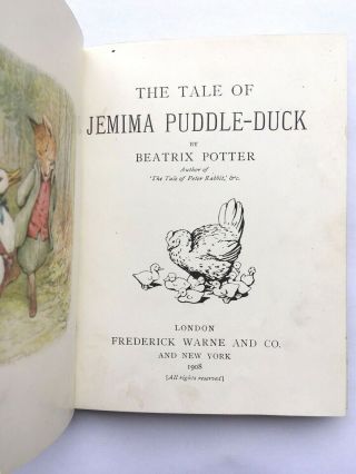 THE TALE OF JEMIMA PUDDLE - DUCK 1908 1ST EDITION BEATRIX POTTER PETER RABBIT 5