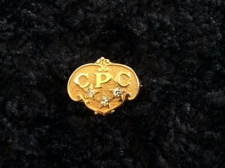 Vintage Lapel Pin 14k Gold 3 Diamond C.  P.  C.  Cal Pack Corp Employee Service Award