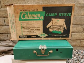 Vintage 1965 - 69 Coleman 2 Burner Camp Stove Model 413g499 With Box