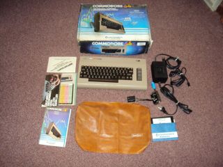 Commodore 64 Computer W/box Users Guide Keyboard Cover Power & Cables