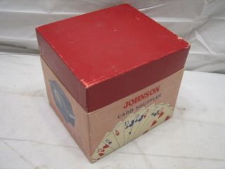 Vintage Johnson Model 50 Card Shuffler Machine W/box Up To 3 Decks Poker Bridge
