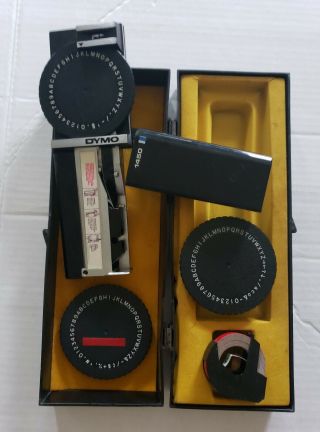 Vintage Dymo 1450 Executive Slimline Tapewriter Labelmaker w/case,  Tape & wheels 2