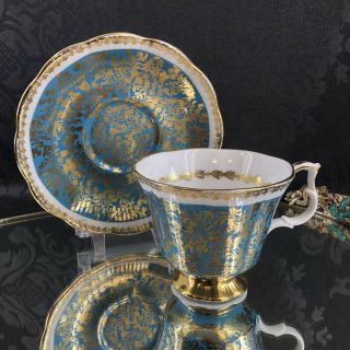 Royal Albert Vintage Teal Buckingham Bone China Tea Cup & Saucer England Teacup