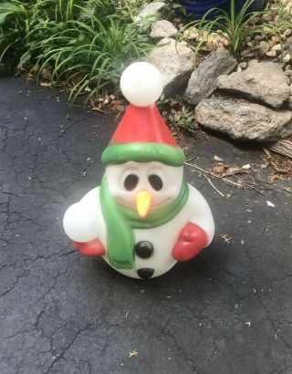 Vintage General Foam Plastics 23 " Light Up Blowmold Snowman Christmas Decoration