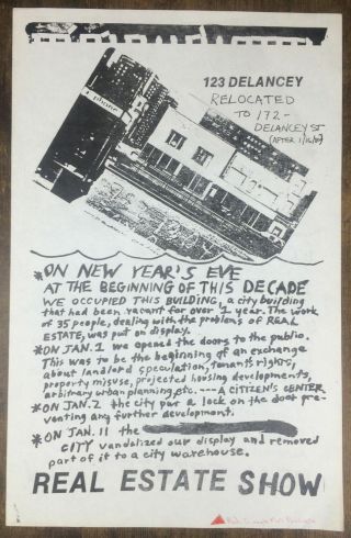 Bilingual Poster For The Real Estate Show 1980 Abc No Rio York Squatting