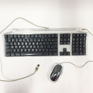 Apple Pro Keyboard & Mouse Clear/Black Wired USB 108 Keys M7803 M5769 Vintage 2