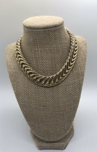 Vintage Kenneth J.  Lane Kjl Gold - Tone Large Link Collar Statement Necklace