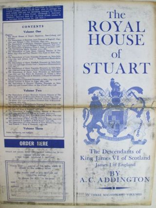 3 Vols.  The ROYAL HOUSE Of STUART,  1969,  A.  C.  ADDINGTON,  Photo Illust. ,  SCOTLAND 6