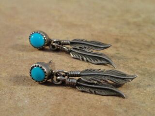 Small Vintage Pawn Navajo Sterling Silver & Turquoise Earrings