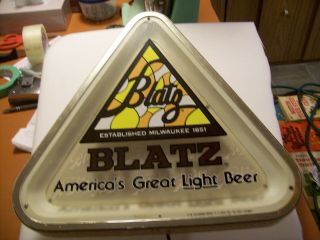 Vintage Blatz Beer Lighted Sign Bar Triangle Milwaukee