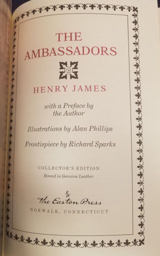 Henry James 6 Volumes Easton Press Leather Bostonians Ambassadors Turn of the 2