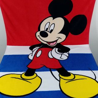 Vintage Mickey Mouse Beach Towel Patriotic Disney Store 30 X 56 Red White Blue