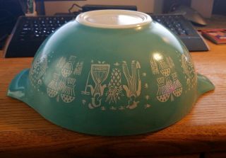 Vintage Pyrex Butterprint Turquoise Cinderella Mixing Bowl Handled 4 Qt.  444