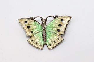 A Pretty Vintage Art Deco Sterling Silver 925 Enamel Butterfly Brooch 12749l