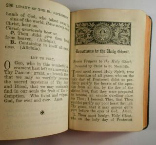 Ave Maria Catholic Devotions & Prayer book 1928 antique Leather large type 4