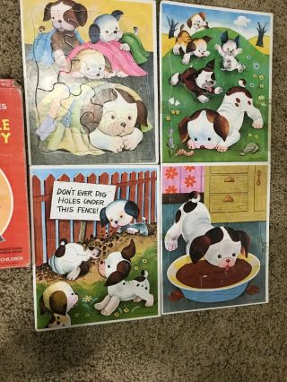 Little Golden Book The Poky Little Puppy 4 Frame Tray Puzzles Vintage 2