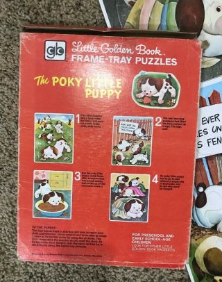 Little Golden Book The Poky Little Puppy 4 Frame Tray Puzzles Vintage 3