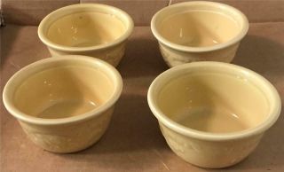 Set Of 4 Vintage Homer Laughlin Oven - Serve Yellow Custard Bowls / Cups