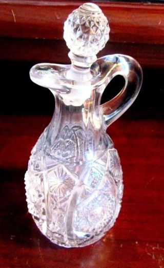 Vintage Imperial Crystal Pressed Glass Oil Or Vinegar Cruet With Stopper.
