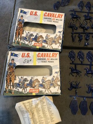 2 Vintage Airfix 1/72 Plastic Soldiers,  Us Cavalry 1st Edition Box Complete