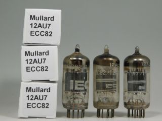 Mullard 12au7 Ecc82 Gf2 Matched Vintage Vacuum Tube Trio Round Getter (test 94)