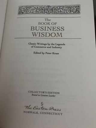 Easton Press Peter Krass BUSINESS,  MANAGEMENT,  LEADERSHIP,  INVESTING WISDOM 4Vol 9