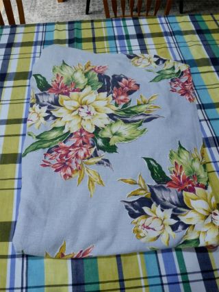 Vintage Vat Prints Floral Barkcloth Fabric Material (57.  5 " X 90 ")