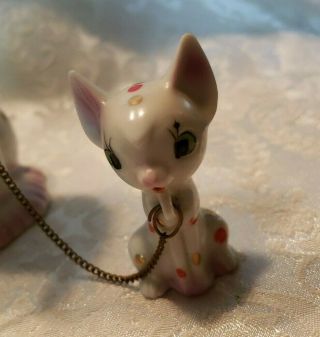 Vintage Polka Dot Mother Cat & Kittens on Chain Leashes Made In JAPAN 3